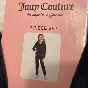 NWT! Juicy Couture Girls 2pc Velour Tracksuit Set! Navy Blue